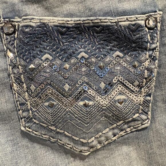 Knox Rose‎ Jeans Womens 12 / 31 Mid Rise Skinny Blue Denim Bling Pockets Stretch - Picture 10 of 16